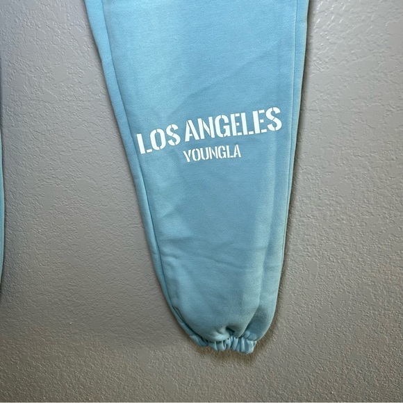 YoungLA Light Blue Joggers Men’s Small Lounge Gym drawstring fall winter workout - Picture 2 of 6